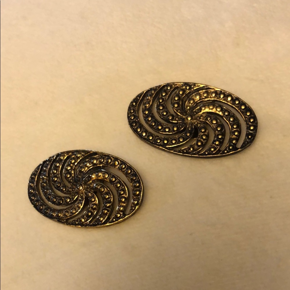 Vintage Signed Bluette Gold Tone Textured Shoe Clips Made in France